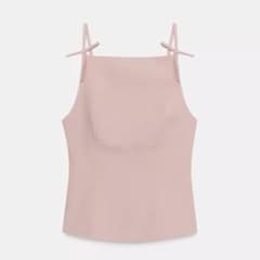 ZARA リボン付きストラップトップス　ペプラム　キャミソール　ピンクのサムネイル