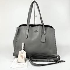 COACH コーチ トートバック レザーショルダー 2Way グレー 32987