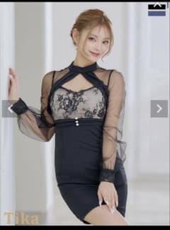 Tika 黒のレースシースルーナイトドレスのサムネイル