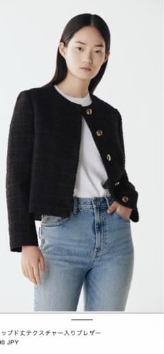 ZARA クロップド丈テクスチャー入りブレザーのサムネイル