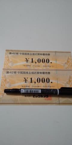 ビックカメラ 株主優待 2000円分のサムネイル