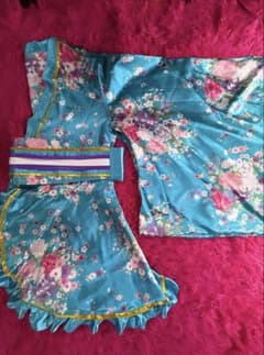 花柄 ミニ浴衣 花魁 コスプレ 水色のサムネイル