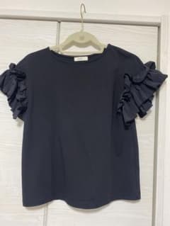 フリル袖 カジュアルシャツ M黒のサムネイル