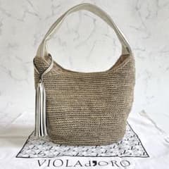 極美品✨ ヴィオラドーロ ワンショルダーバッグ アバカ タッセル かご
