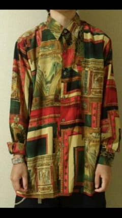 総柄シャツ 長袖 古着のサムネイル