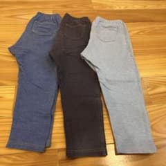 【UNIQLO】キッズ デニム風レギンス 3色セット 10分丈 100cmのサムネイル