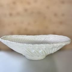 かきつばた　縦巻　取手付　紲鉢　綱木紋　　植木鉢　新品　観葉植物　ホワイトのサムネイル