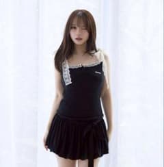 andmary Cotton ribbon tank BLACK - メルカリ