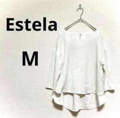 エステラ バックタック ヘムブラウス ホワイト 白　38 M 七部袖プルオーバー