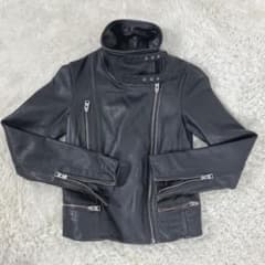 UK2 ラムレザー ダブルライダースジャケット 短丈 ALL SAINTS 黒