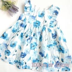 新品 ワンピース 花柄 ブルー 女の子 夏 100 110 キッズ ノースリーブのサムネイル
