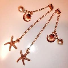 ☆ヒトデ×シェルのゆらゆらバックチャーム(パールピアス付き)のサムネイル