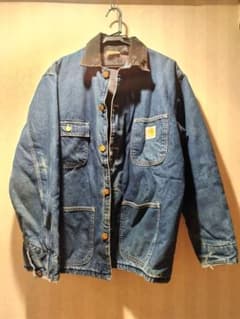 【袖ダメージ】Carhartt デニムカバーオール ブランケット L 90s?のサムネイル