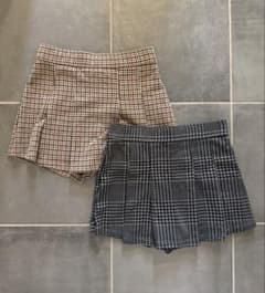 GAP キッズ プリーツキュロット 130 2枚セット チェックのサムネイル