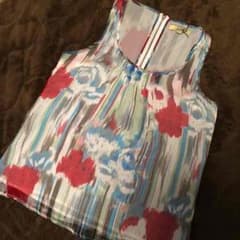さらに値下げ‼️100%シルク☆爽やか フラワー タンクトップ♡のサムネイル