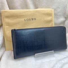 美品✨ ロエベ 長財布 リネン アナグラム ジップ 黒 箱付き L字 - メルカリ