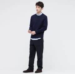 ユニクロ カシミヤ クルーネックセーター ネイビー XL 2021Awのサムネイル