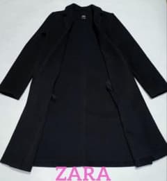 値下げします！ザラ/ZARA シンプルなブラック　ラペル付き ロングコート