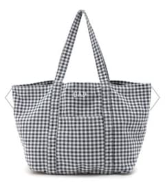 新品 GAP トートバッグ ブラックギンガムチェック ロゴトート - メルカリ