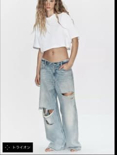 TRFミッドライズ折り返しウエストデニム ZARA - メルカリ