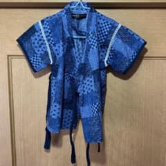 青系パッチワーク着物とショートパンツセットのサムネイル