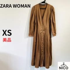 美品　ZARA WOMAN コットン100% パフスリーブロングワンピース XS