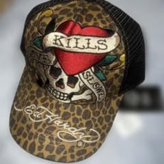 Ed Hardy ヒョウ柄 トラッカーキャップ スカル ハート 刺繍 ギャル