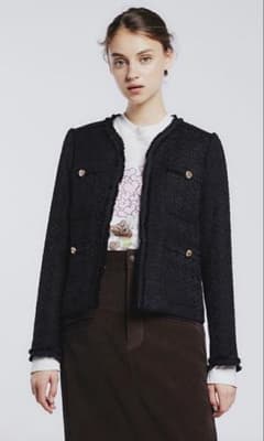 完売 極美品 Sov. ツイードノーカラージャケット 36 ダブスタ 神崎恵