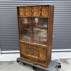昭和レトロ 松永木工所 木製茶箪笥 茶棚 ガラス戸 サイドボード 古家具