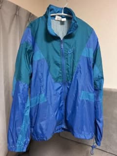 90s/銀タグ　NIKE ナイキ ナイロンジャケット M 青 緑 切替⁠のサムネイル