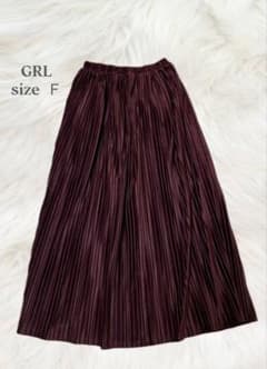 レディース ロングスカート プリーツスカート ワイン 秋冬 サイズＦ GRL