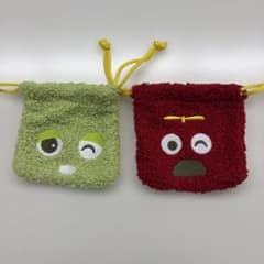 キャラクター 巾着袋 2個セット ボア素材