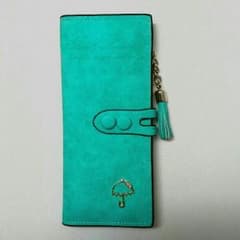スエード調 長財布 レディース 傘 タッセル アクセサリー 色:エメラルドのサムネイル