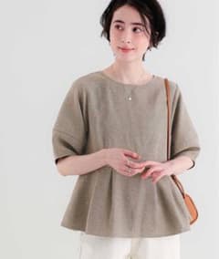 【完売】ur's ペプラムブラウス 半袖 ベージュ Lのサムネイル