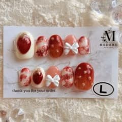 strawberry いちごネイル ストロベリー リボンのサムネイル