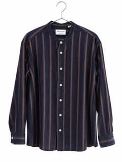 k*a様 FREAK'S STORE ストライプ バンドカラーシャツ ネイビーのサムネイル