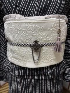 ハンドメイド＊かんたん帯揚げ付き三重仮紐[くすみベージュ]①のサムネイル