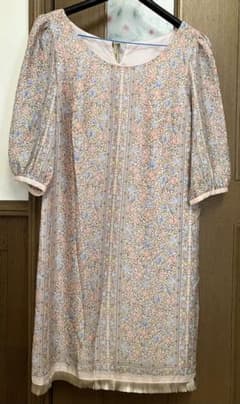 ペイトンプレイス13号　フリンジ付花柄　七分袖ワンピースのサムネイル