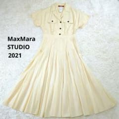 미품 MaxMara STUDIO 플레어 셔츠 원피스 밀리터리풍