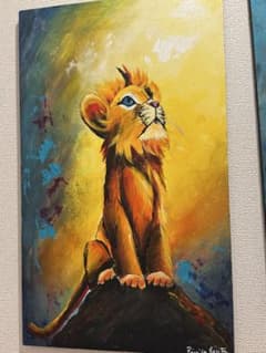 ライオンの子供 アクリル画 絵画 アートのサムネイル