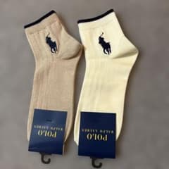 新品 POLO RALPH LAUREN メンズ靴下ベージュ、白2点セット