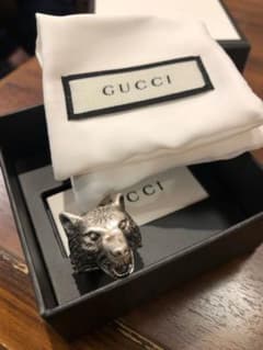 GUCCI グッチ　アンガーフォレスト　オオカミ　ウルフ　シルバーリング　18号のサムネイル