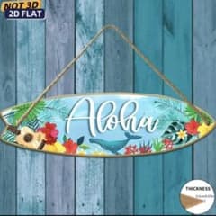 ハワイアン　ウェルカムボード　アロハ　インテリア　サーフボード風　ひも付きのサムネイル