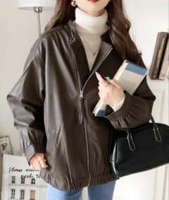 Java 完売品　フェイクレザー ブルゾン　ライダース ジャケット ブラウンのサムネイル