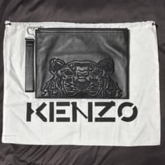 KENZO タイガー刺繍 PARISロゴ クラッチバッグ ブラック レザー素材のサムネイル