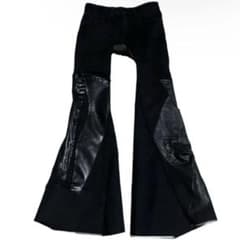 ブラックフレアデニムレザーパンツ ifsixwasnine LGB KMRii - メルカリ