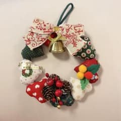 クリスマスリース 布製 オーナメント 飾りのサムネイル