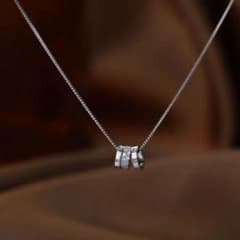 【ネックレス】 トリプルリング ローマ数字 シルバー ペンダント ジルコニアのサムネイル