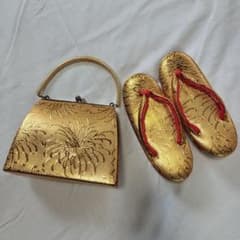 再値下げ！金色 花柄 草履 バッグ セット - メルカリ