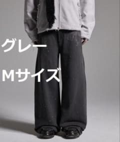 GRANCY ラインストーンデザイン レイヤードスウェットパンツ グレー Mのサムネイル